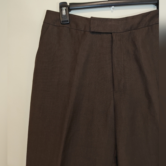 Dana Buchman Brown Women's Pleated Linen Trousers Pants Size 10 Travelers Crease - Picture 2 of 5